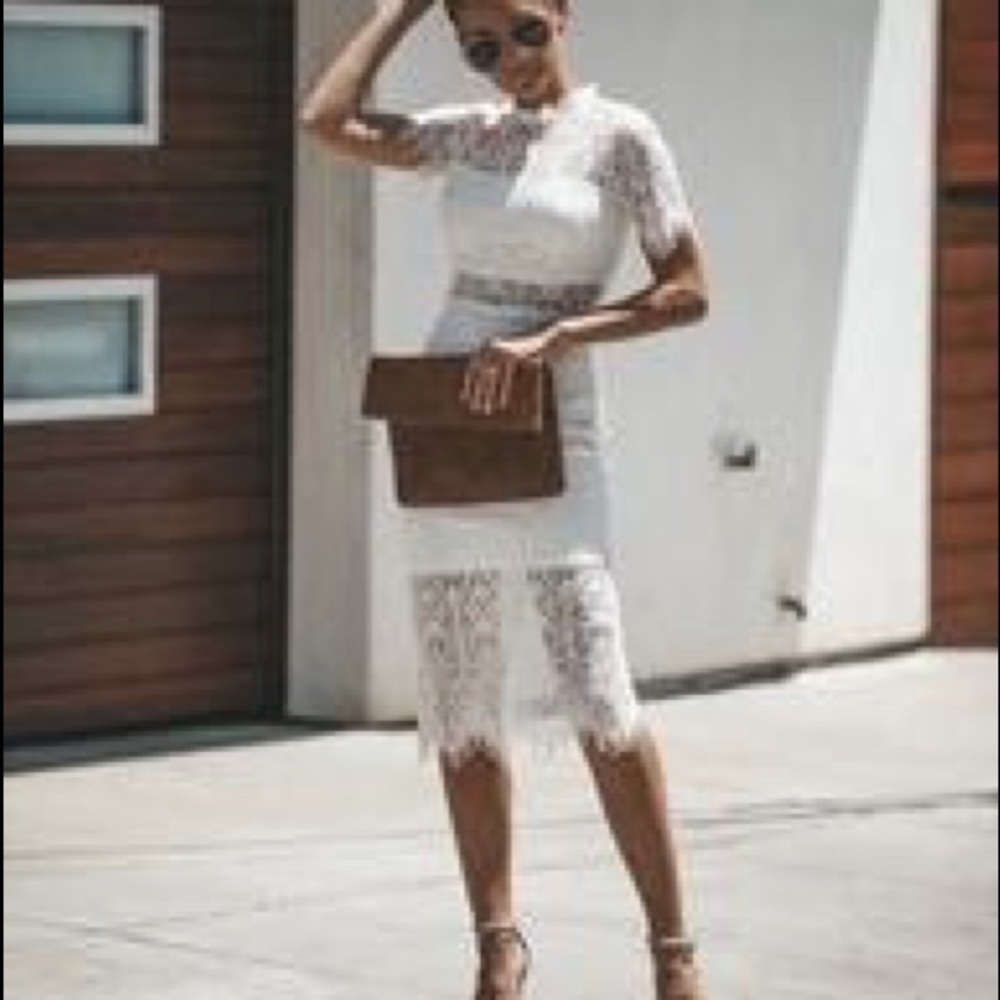 Medium Solange white lace midi dress